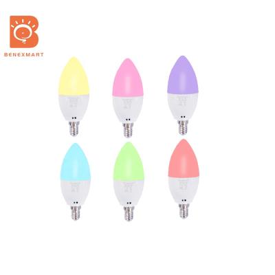 China Benexmart 6pcs E14 RGBCW Tuya WIFI 5w Music Candle Home Light Bulb Compatible with Amazon Echo Alexa Smart Bulbs for sale