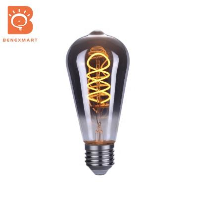 China Benexmart E27 Wifi ST64 Spiral Smoky-1 Control Dimmable 6w LED Wifi Filament Light Bulb 2200-6500K Google Assistant Smart ST64 for sale