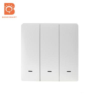 China Smart Home Appliances Benexmart Tuya Zigbee 3 Strip Switch Battery Wireless Wall Outdoor with Push Button Smart Life Alexa Google Home smartThings for sale