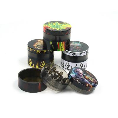 China Custom Metal Mini 55Mm Herb Tobacco Grinder Printed Plastic+SPTE Kitchen Logo MYQ-M5 for sale