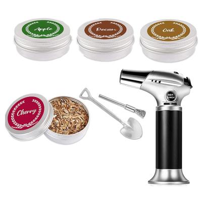 China Sustainable New Product SK-001 Home Bar Tool Cocktail Smoked Kit Torch With 4 Cans Wood Chips for sale