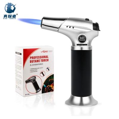 China Custom Novelty Gf901 Logo High Quality Gas Smoking Cigarette Lighter Jet Flame Adjustable Butane Torch for sale