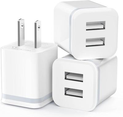 China UniversalÂ   USB Wall Charger, LUOATIP Cube USB Box Charging Brick 3-Pack 2.1A/5V Dual Port Socket Block Charger Adapter Power For iPhone 13 12 for sale