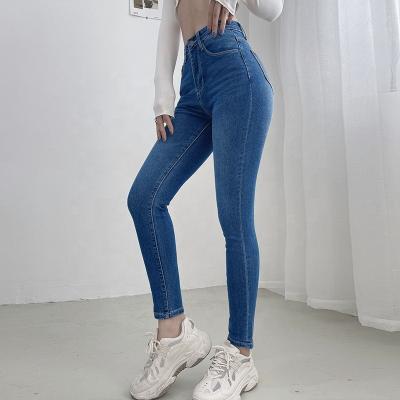 China NVFelix Breathable Stretch Jeans Women Fashion High Waist Denim Tapered Pants Elasticity Hip Pusher Ankle Length Classic Pencil Jeans for sale