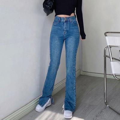 China QUICK DRY womens wide leg jeans ladies 2021 fashionable brand quality vintage denim multicolor high slit high slit pants slim fit boot cut jeans for sale