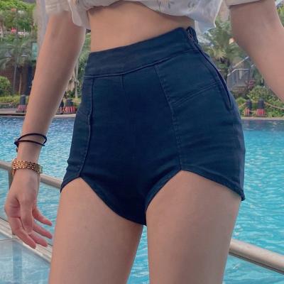 China 2021 Y2k New Design High Waist Summer Beach QUICK DRY Jean Stretch Shorts Pants Female Shorts Sexy Skinny Girls Denim Shorts V for sale