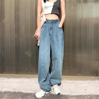 China NVFelix Breathable Jeans Spring Wash High Quality Adjustable Waist Retro New Design Women's Clothing Vintage Loose Wide Leg Denim Pants for sale