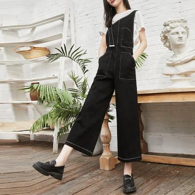 China Factory New Design Black Denim Romper Loose Asymmetric Strap Summer Sexy Jean Jumpsuit Women Cargo QUICK DRY for sale