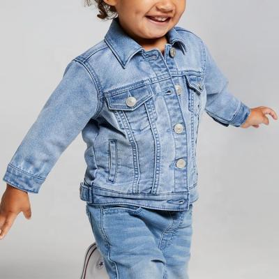 China Classic Boys Denim Jackets Autumn Unisex Jeans Jacket Blue Breathable Warm Quality For Girls Kids for sale