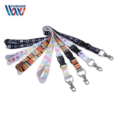 China 2022 Custom Printed Polyester Neck Logo Nylon Polyester Promotion Lanyards Made To Order With Oval Hook for sale