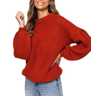 China Wholesale Turtle Neck Anti-Wrinkle Women Lantern Sleeve Oversized Sweaters Sweaters Long Neck Sweaters For Ladies for sale