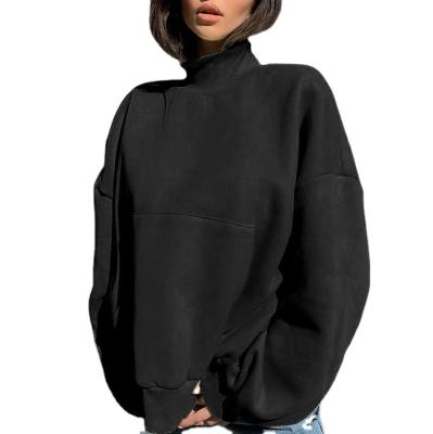 China Sweater Logo Solid Turtleneck Anti-Wrinkle Manufacturing Women Turtle Neck Sweatshirt Vintage Oversized Custom Sweatshirt for sale