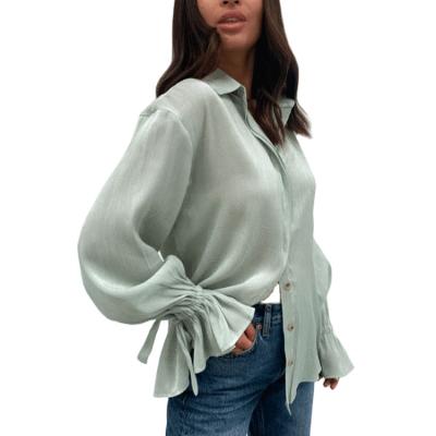 China Breathable Wholesale High Quality Ladies Breathable Long Sleeve Tops Shirts For Women Blouses Tops for sale