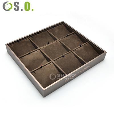 China Morden New Design High Quality Wooden Charms Show Wooden Jewelry Trays Rings Jewelry Tray for sale