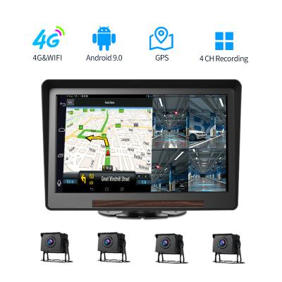 China 4chs 4G Android 9.0 10 Inch 4G Android 9.0 Truck DVR Monitor WIFI Dash Camera Rearview Cam 4 Channel VCR Vehicle For Car Bus Parking for sale