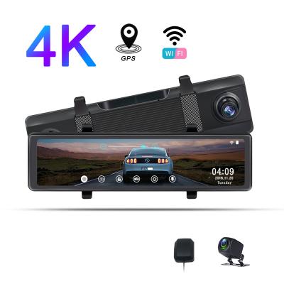 China 12in 12 inch 4K Touch Screen Car DVR Touch Screen GPS WIFI Dual Lens VCR Rearview Mirror Dash Cam Front and Rear Camera for sale