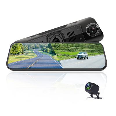 China AHD1080P 10in Dual Cams AHD1080P Car Video Recorder G-sensor Motion Detection Mirror Car DVR Dual Touch Screen for sale