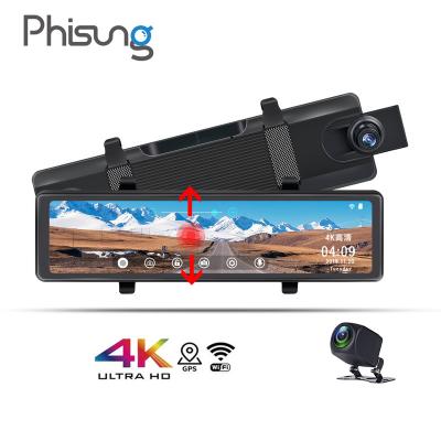 China 4K Recording 4K Mirror Dash Camera With GPS Russia Radar Vietnam E-dog Data Front And Rear Cameras Dual Channels Rearview Mirror Car DVR for sale