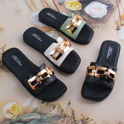 China Korean version of 2023 summer fashion trend female slippers new wear fashion of the Central Institute of Statistics trend chain female slippers for sale