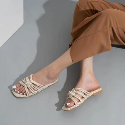 China Fashion Trend Vintage Women's Rope Canvas Sandals Female Sandals for sale