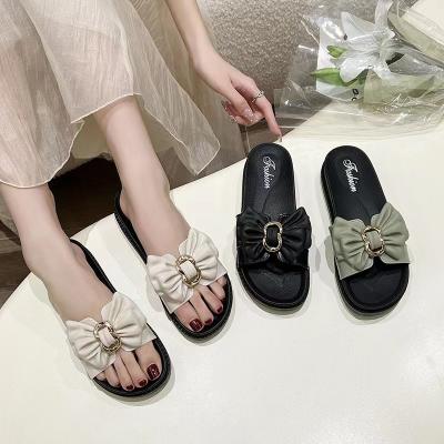 China New Fashion Trend Slippers Women's Summer Bow Fashion Platform Outdoor Casual Comfortable Flip Flops for sale