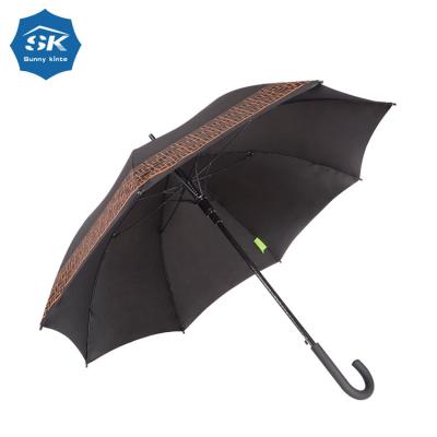 China 48In Standard Size J Shape Windproof Handle Custom Band Windproof Hotel Umbrella for sale