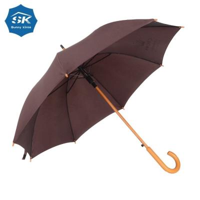 China Wooden Straight Custom Shape Umbrella Chinese Hotel Durable Windproof Customized Advertising Umbrella for sale