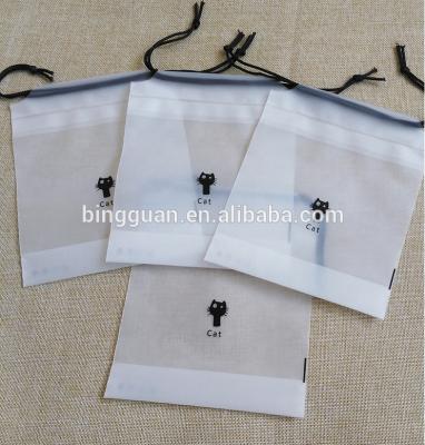 China 2021 security fashional customized logo printed plastic drawstring bag for sale