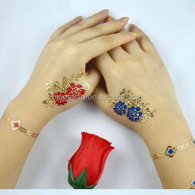 China Customized Beautiful Waterproof+Eco-friendly Temporary Gold Stamp Hand Tattoo Sticker for sale