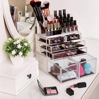 China Durable Acrylic Cosmetic Plastic Makeup Storage Box Clear Organizer Box Makeup Organize Jewelry Makeup Organizer for sale