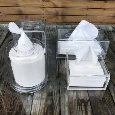 China Durable Transparent Tissue Napkin Holder Acrylic Box Cover For Bathroom Kitchen Dining Room for sale