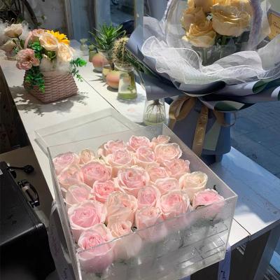 China 100% New Single Morden Acrylic Modern Luxury Material Acrylic Rose Flower Box With Lid for sale