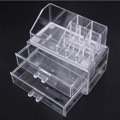 China Rotating Makeup Brush Storage Box Durable Rectangular Desktop Acrylic Makeup Organizer Cosmetics Makeup Brush Storage Box for sale