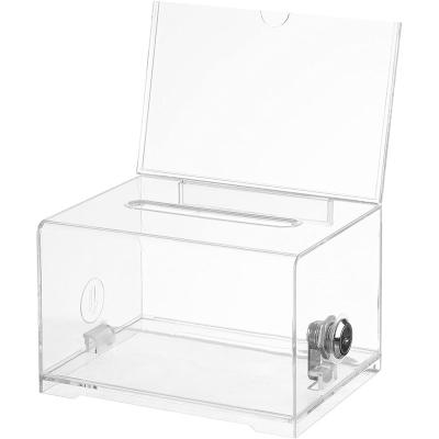 China Durable Eco - Friendly Clear Acrylic Attractive Appearance Charity Donation Boxes For Voting for sale