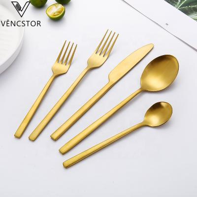 China Wholesale Disposable Restaurant Hotel Gold Plated Flatware Silverware Stainless Steel Flatware Set For Wedding With Gift Box for sale