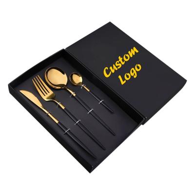 China 18/10 Luxury Viable High Quality Gold Flatware Wedding Spoon Knife Fork Stainless Steel Flatware Set for sale