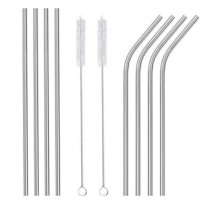 China Amazon Sustainable Hot Selling Food Grade Approved Reusable Stainless Steel Straws Metal Drinking Straws Sets for sale