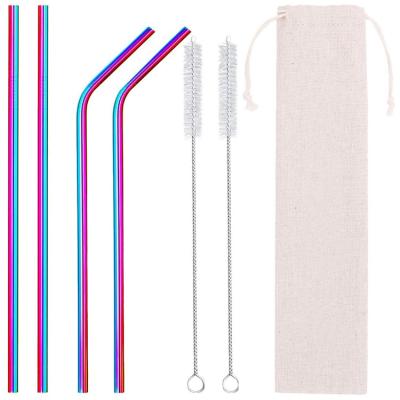 China Amazon Sustainable 304 Stainless Steel Hot Selling Reusable Portable Colorful Metal Straw Set for sale