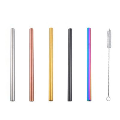 China Wholesale Boba 12mm metal cocktail straw eco sustainable reusable stainless steel drinking straws with brush logo custom bag for sale