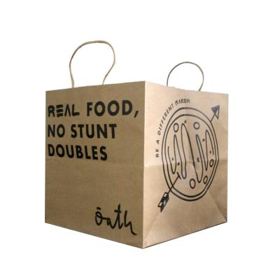 China Recyclable Custom Logo Printing Recycle Kraft Paper Food Packaging Delivery Take Out To Go Restaurant Bag for sale