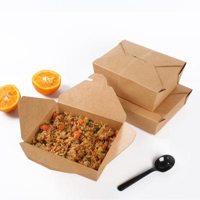 China Hot Selling Biodegradable Take Out Fast Paper Food Packaging Box Craft Kraft Salad Paper Boxes for sale