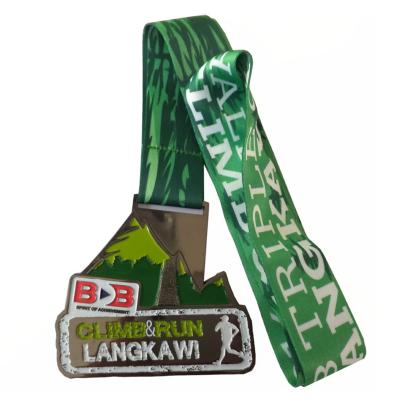 China Sport Custom Shaped Souvenir Sports Awards Souvenir Metal Medal With Lanyard Ribbon for sale