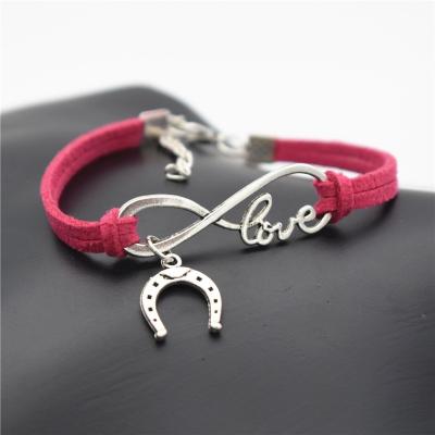 China Red Energy Alloy Bracelets Horse String Mustang Horse Heart Infinity Love Charm Bracelets Cute Animal Horseshoe Jewelry Unisex Gift for sale