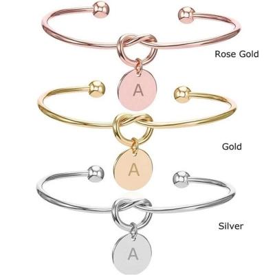 China Wholesale Cute Rose Gold Silver Color Hot Letter Stainless Steel Alphabet Bracelet Lovers Women Men Charm Good Luck Bracelets for sale