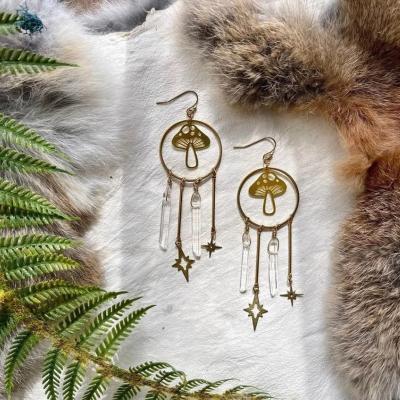 China CLASSIC Bohemian Style Earrings For Women Round Natural Bronze Stones Vintage Stones Metal Tassel Fringe Earrings Luxurious for sale