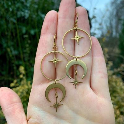 China CLASSIC Korean version of the 2022 new simple asymmetrical hook Sun moon hook ear clip ear clip Bohemian earrings for women for sale