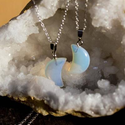 China Stainless Crystal Glass Necklace Moon Choker Alloy Pendant Necklaces Blue Sky Moon Transparent Casual/Sporty Resin Pendant for sale