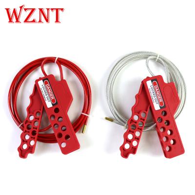 China Made of Industrial Resin Body with Insulation Coated Steel Rope NTC08-1 NTC08-2 8 Hole OEM Security Loto Valve Cable Lock Red Tag Out Lockout Device for sale