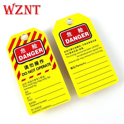 China NT-T02Z PVC Yellow OEM Do Not Operate Loto Safety Lockout Tags OSHA Safety Warning Sign Lock Out Tag Exit Signs for sale