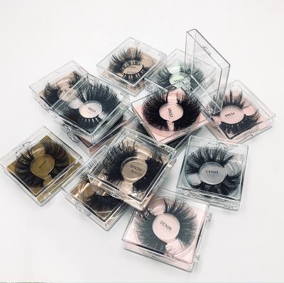 China Festind 3D 5D 100% thick hot sale 25mm mink eyelash custom packaging transparent square box 25mm thick Mink Eyelashes for sale